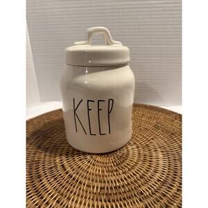 Rae Dunn 6.75" height, Small Canister words "KEEP" with Lid Farmhouse Artisan